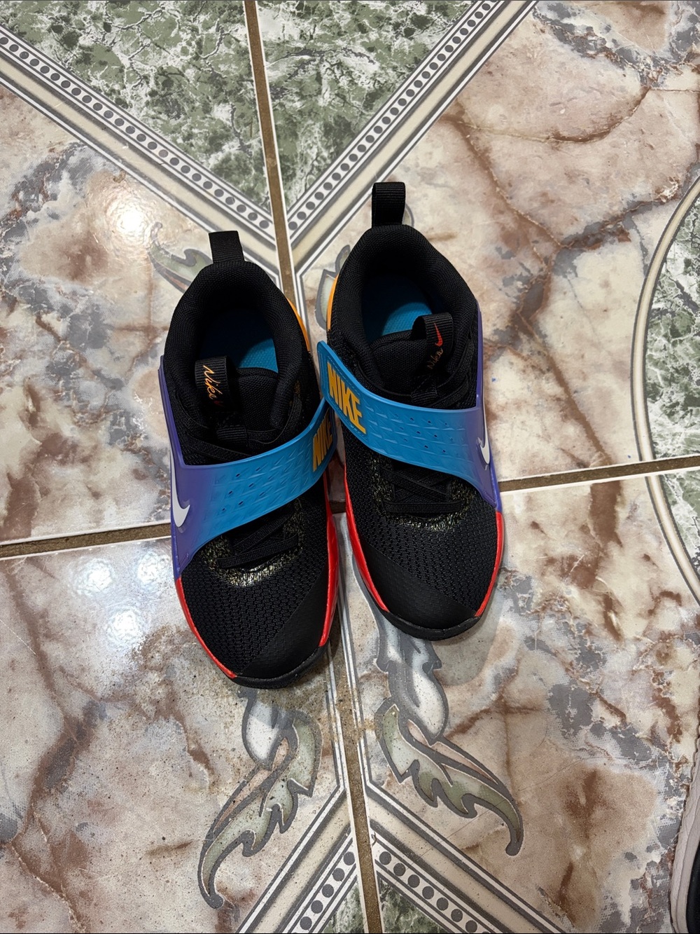 Nike Kids Black Sneakers with Blue Purple and Red Accents